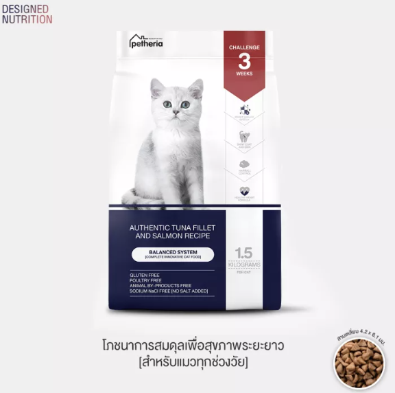 Petheria Innovation อาหารแมวชนิดเม็ด ปราศจากกลูเตน